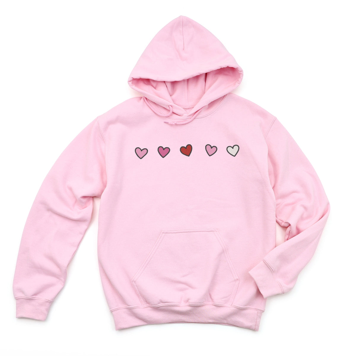 Embroidered Hearts Row - Women's Graphic Hoodie