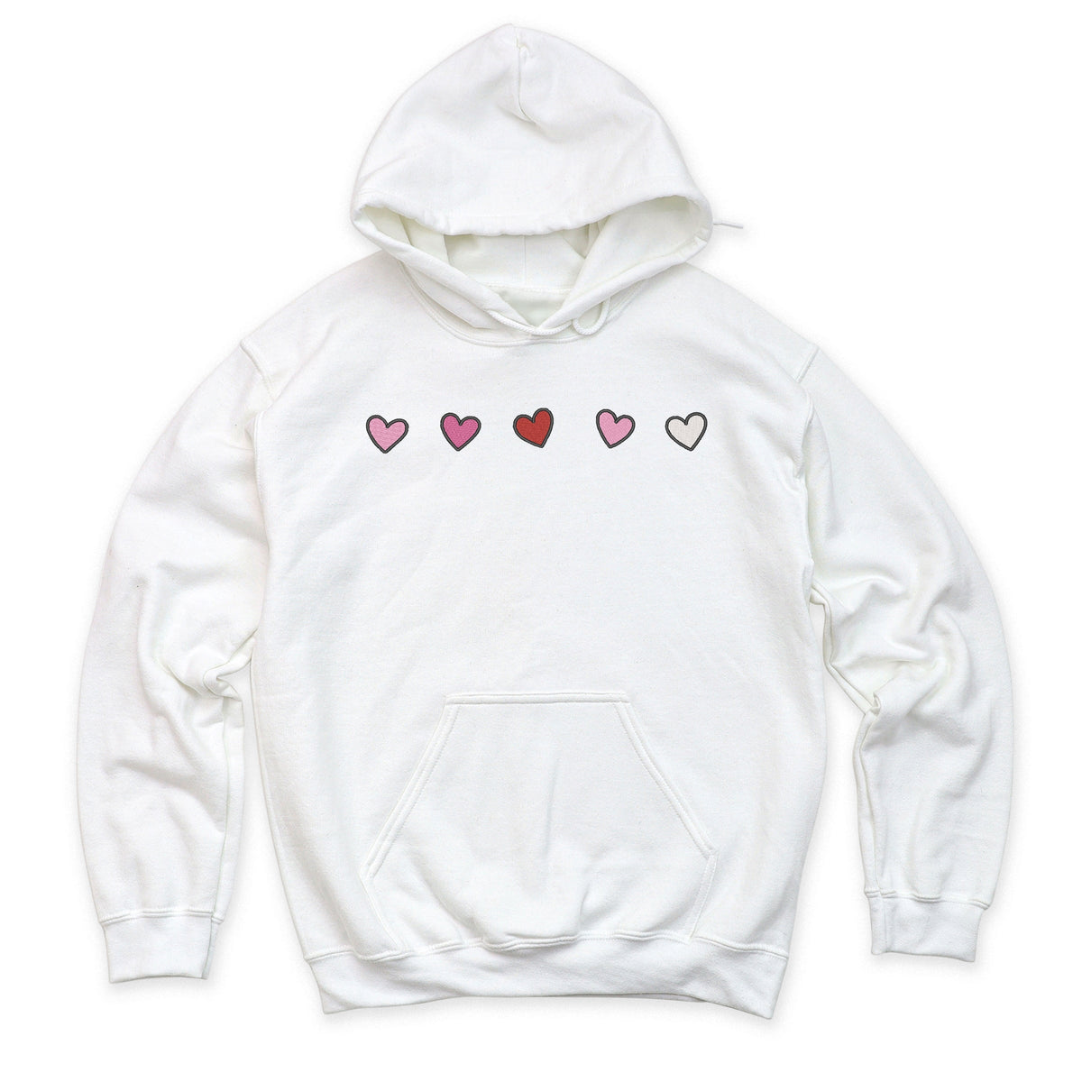 Embroidered Hearts Row - Women's Graphic Hoodie