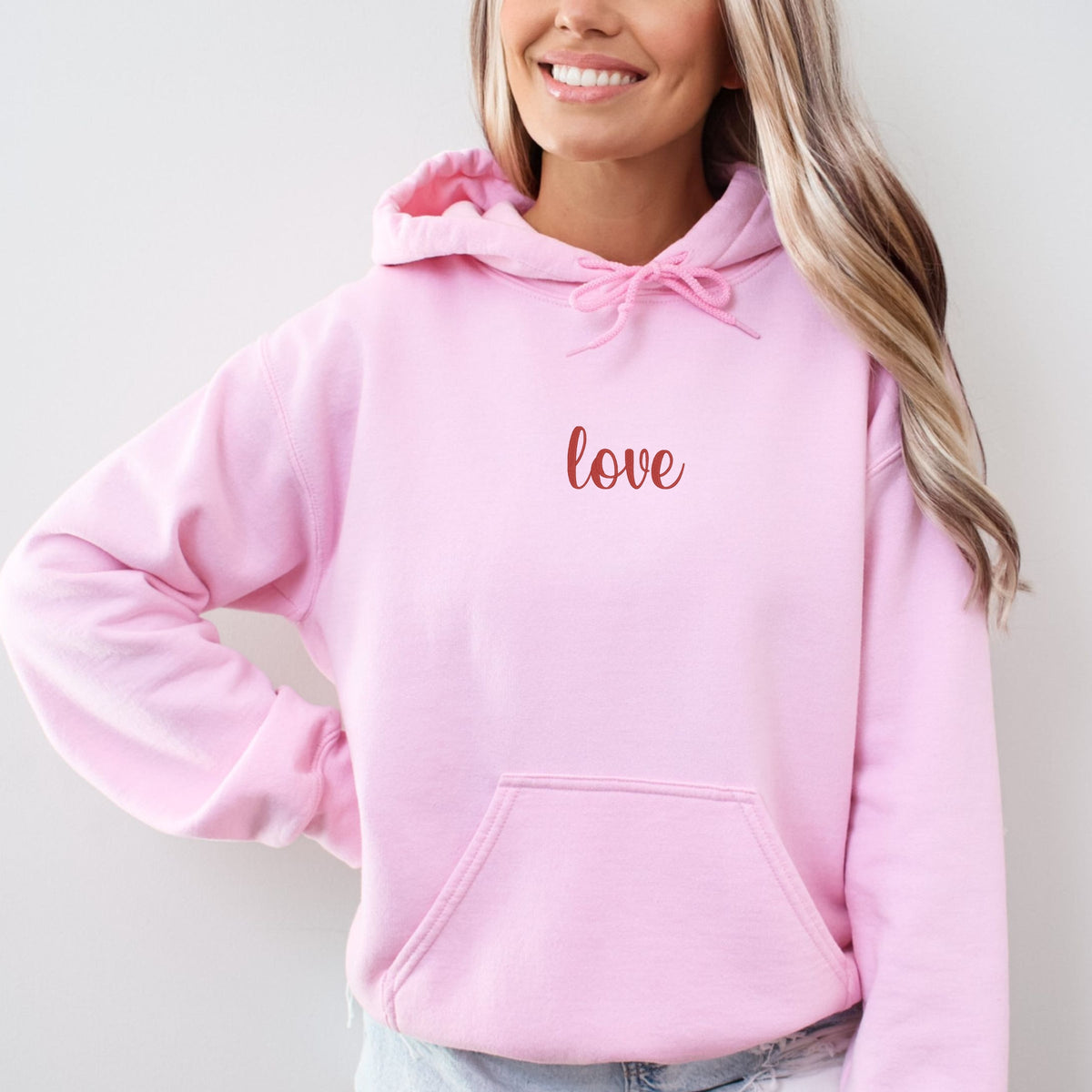 Embroidered Love Cursive - Women's Graphic Hoodie