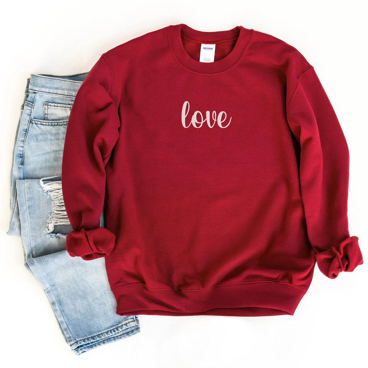 Embroidered Love Cursive - Women's Graphic Sweatshirt