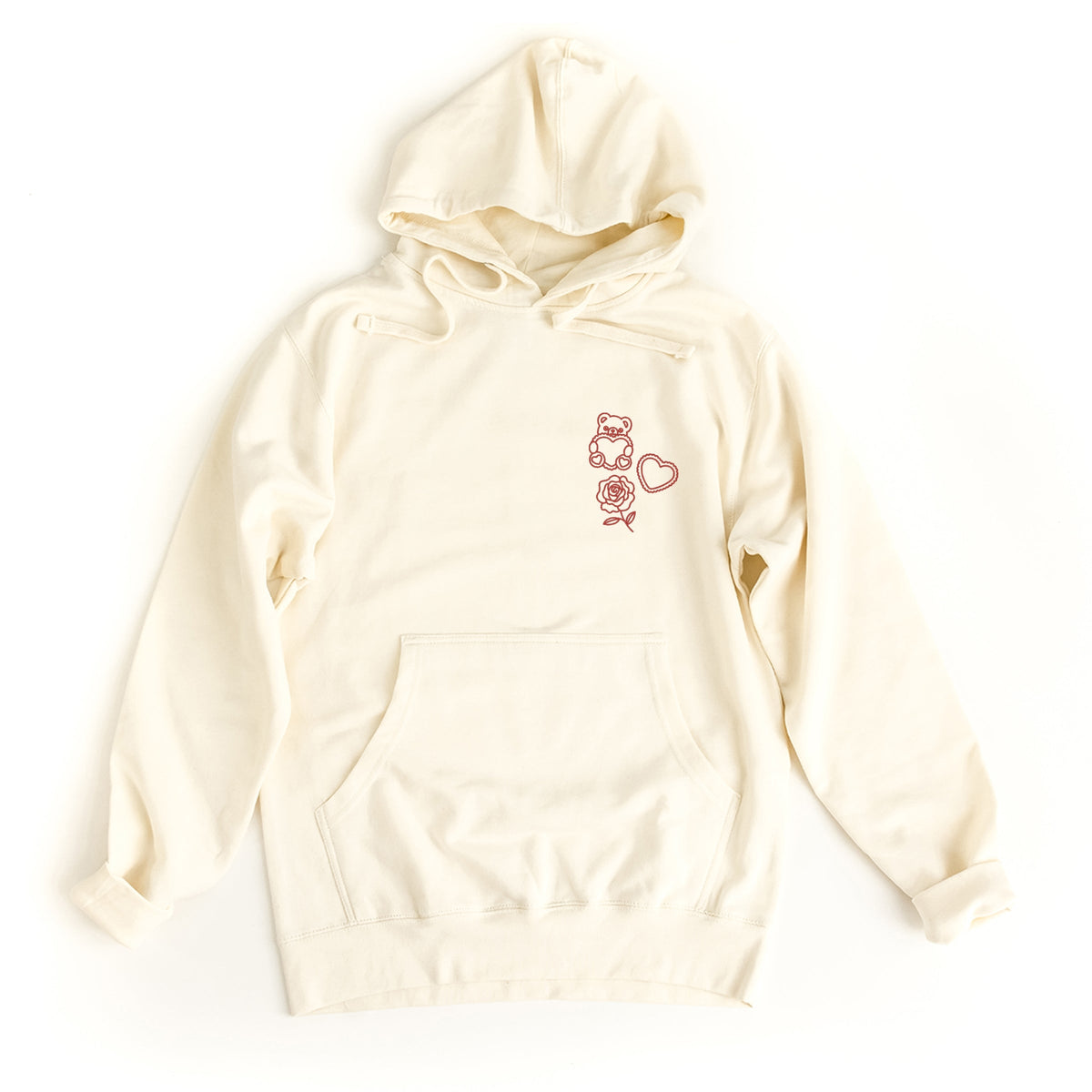 Embroidered Bear Hearts - Women's Graphic Hoodie