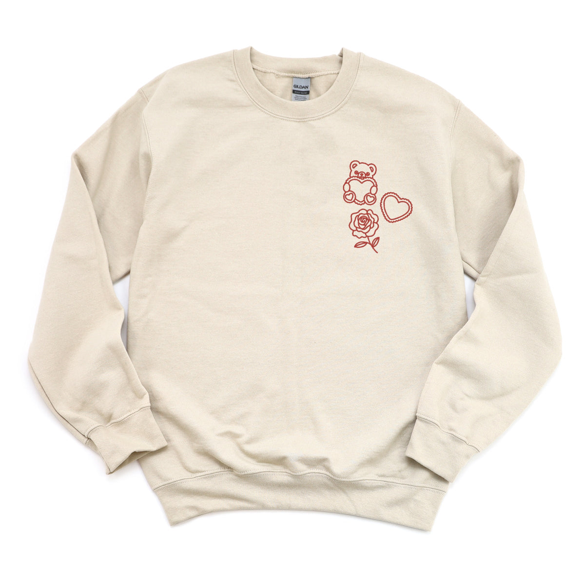 Embroidered Bear Hearts - Women's Graphic Sweatshirt