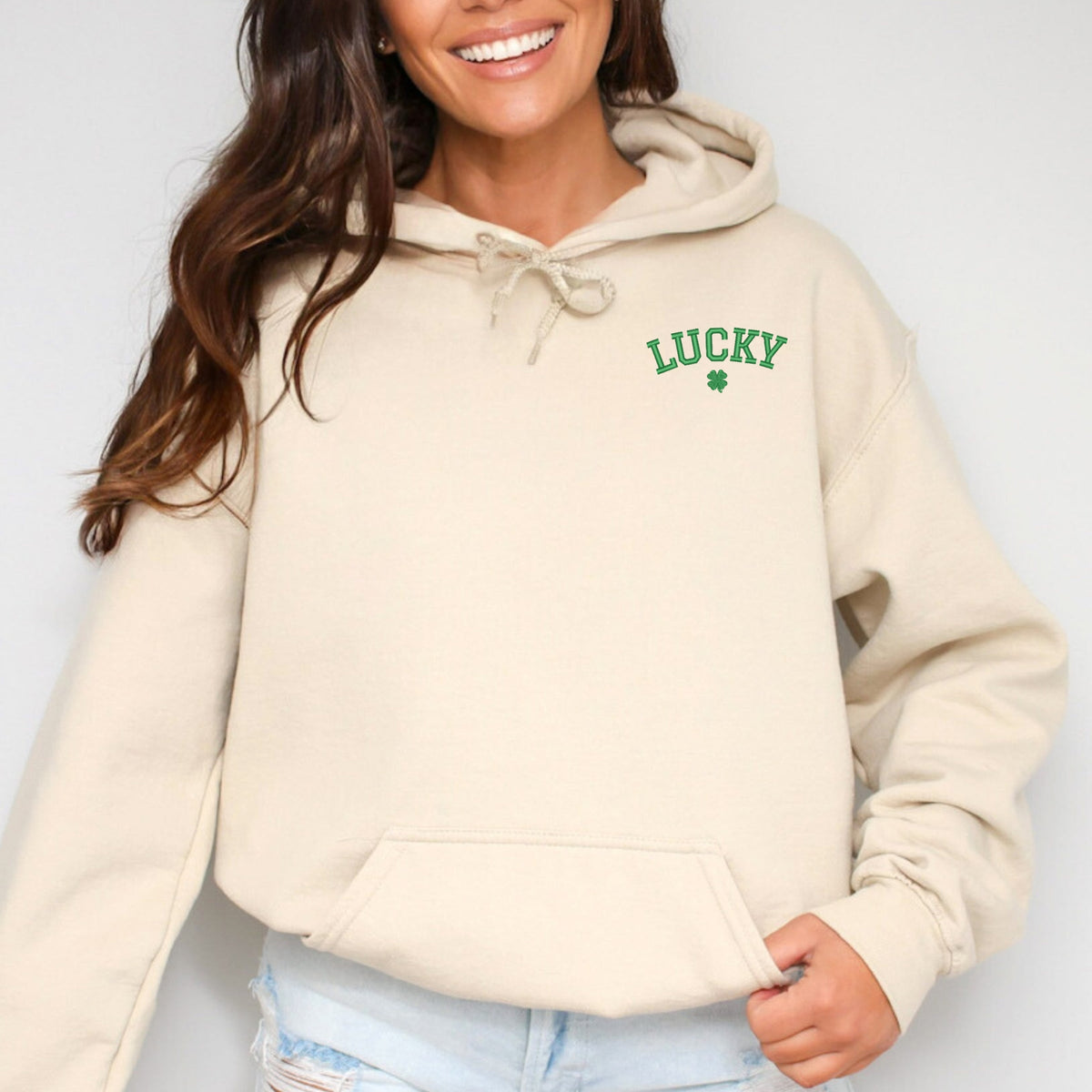Embroidered Lucky Clover - Women's Graphic Hoodie