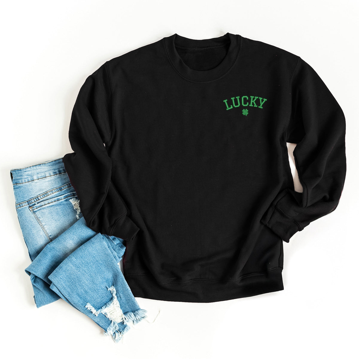 Embroidered Lucky Clover - Women's Graphic Sweatshirt