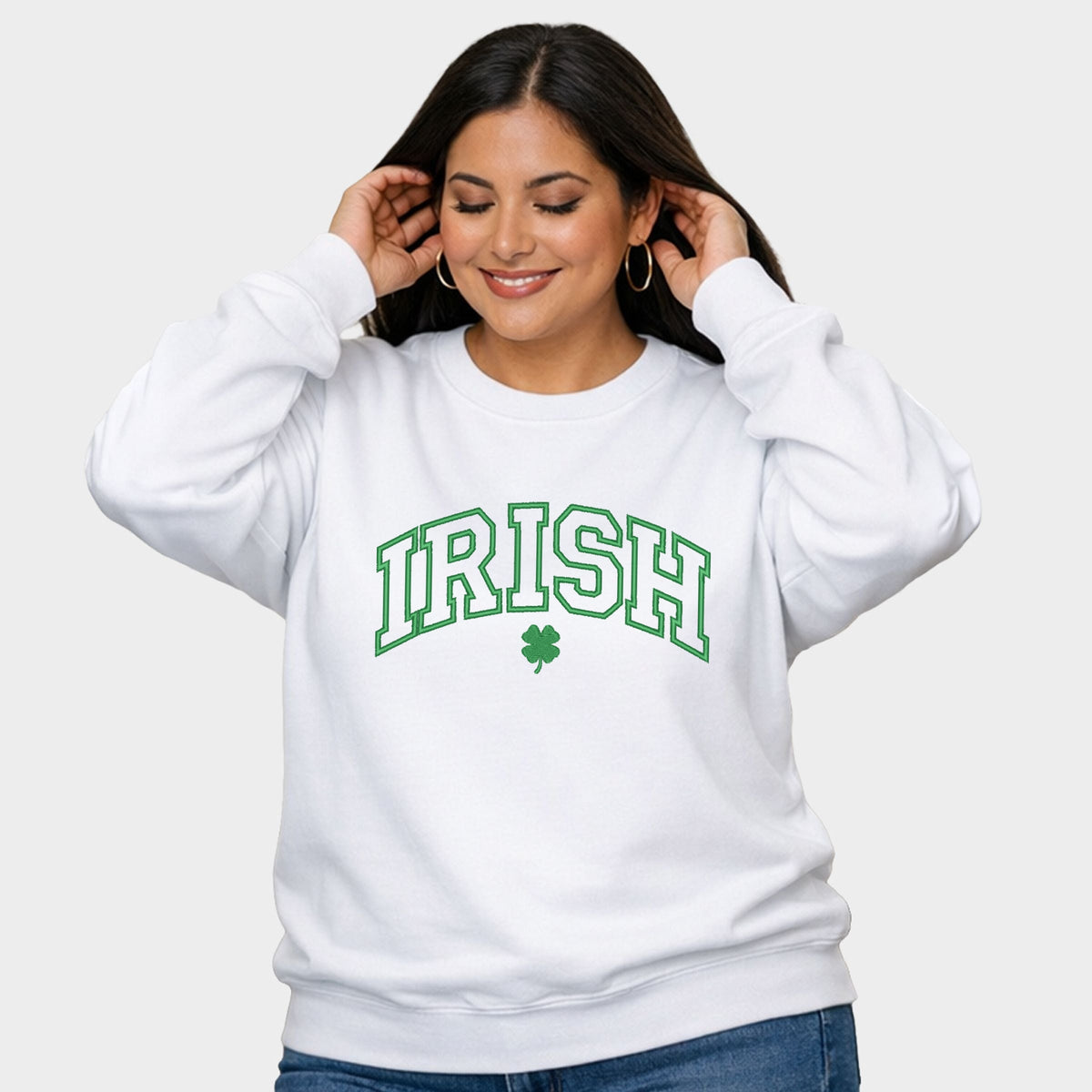 Embroidered Irish Varsity Clover - Women's Plus Sized Graphic Sweatshirt
