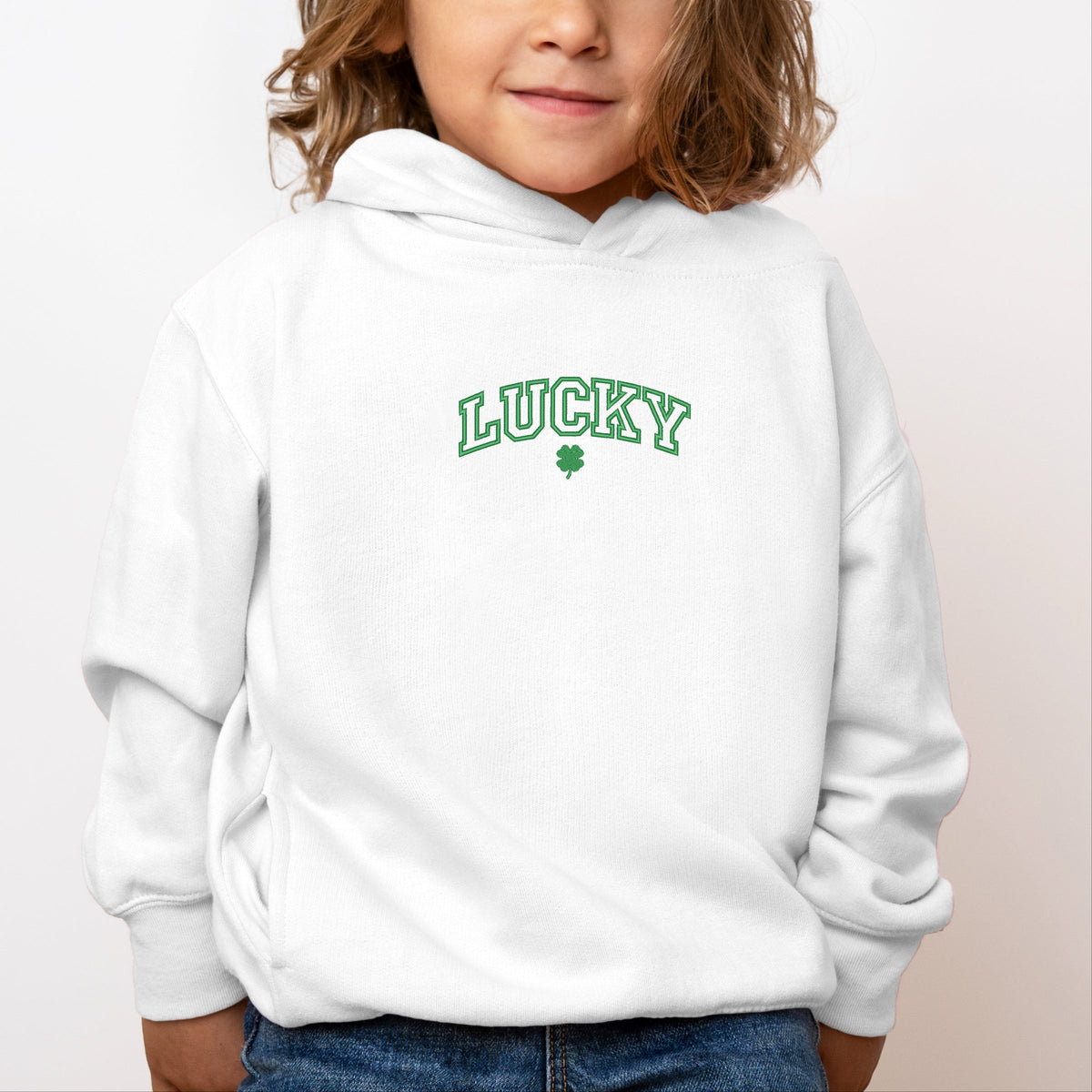 Embroidered Lucky Varsity Clover - Toddler Hoodie