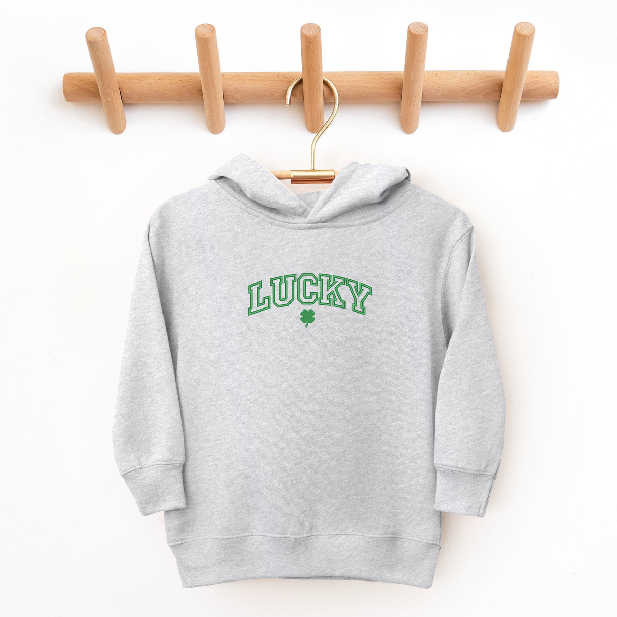 Embroidered Lucky Varsity Clover - Toddler Hoodie