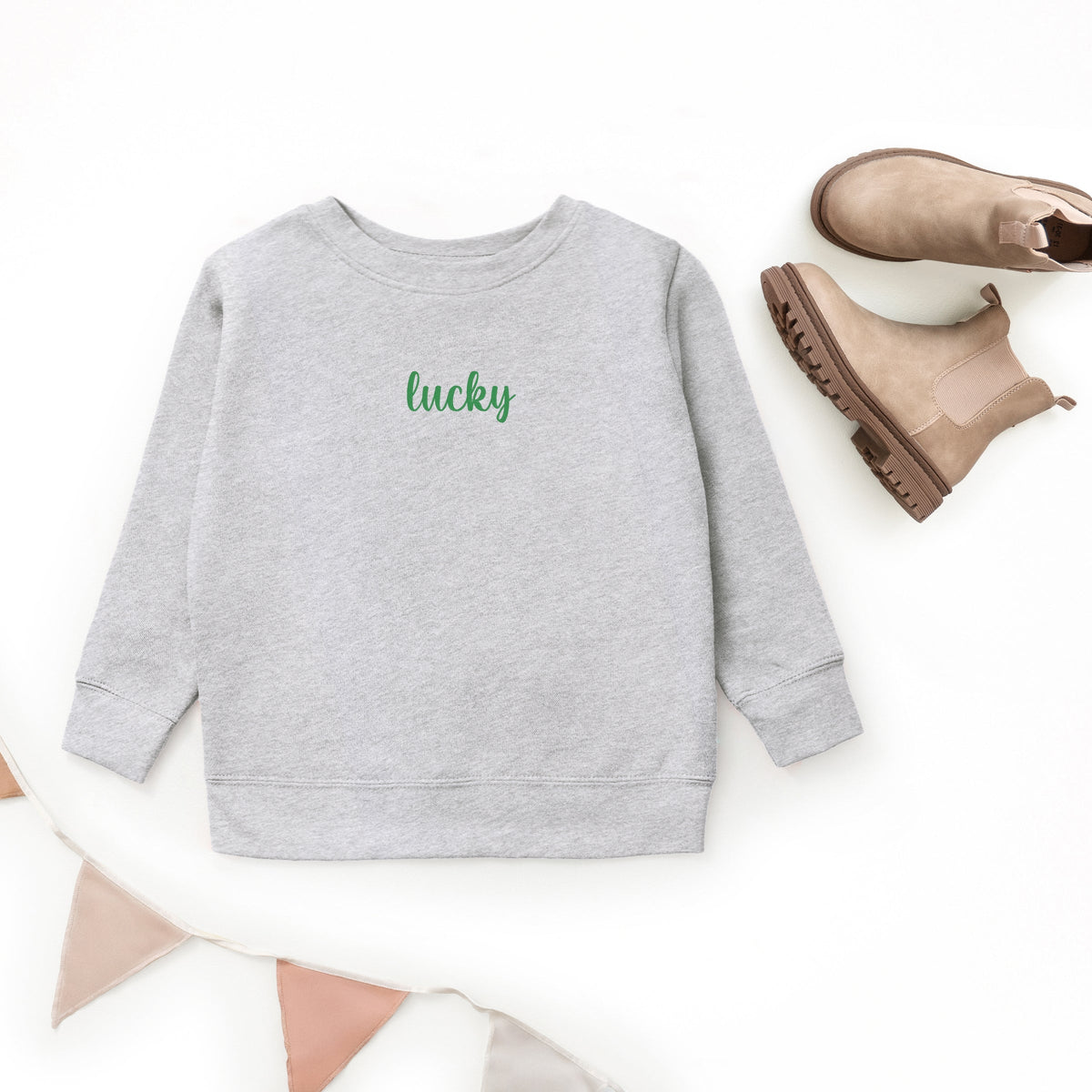 Embroidered Lucky Cursive - Youth Graphic Sweatshirt