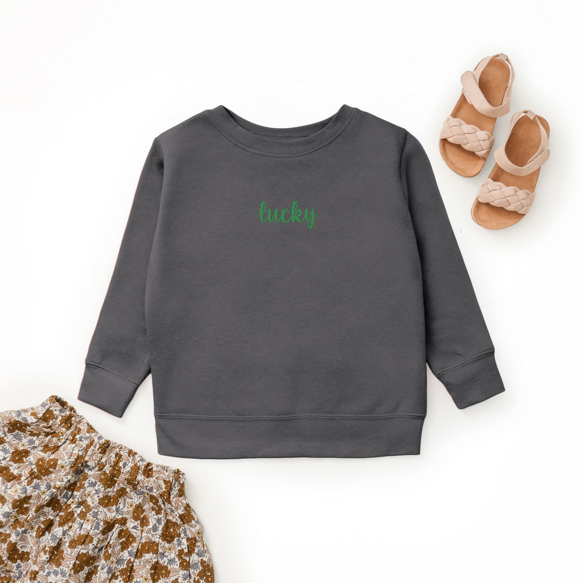 Embroidered Lucky Cursive - Youth Graphic Sweatshirt