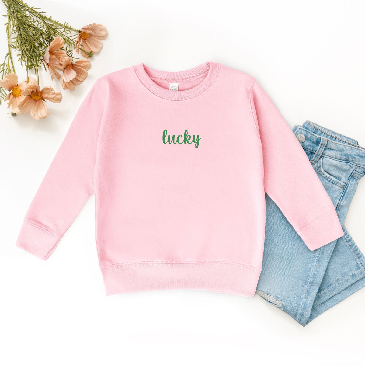 Embroidered Lucky Cursive - Youth Graphic Sweatshirt