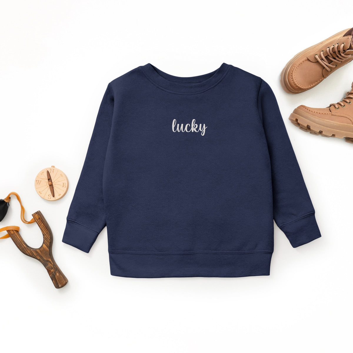 Embroidered Lucky Cursive - Youth Graphic Sweatshirt