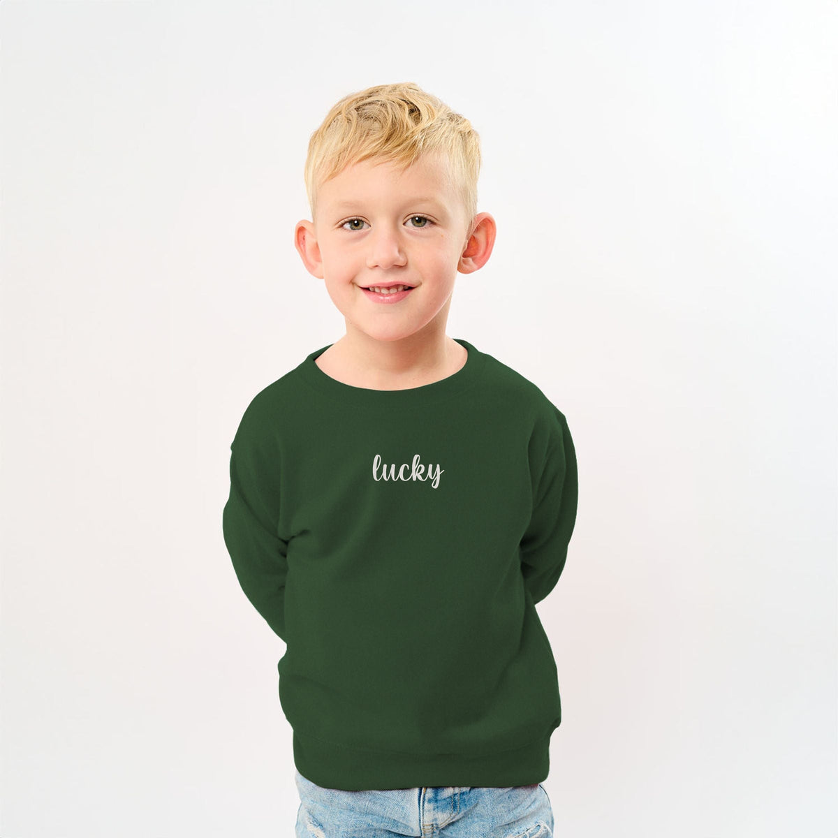 Embroidered Lucky Cursive - Youth Graphic Sweatshirt