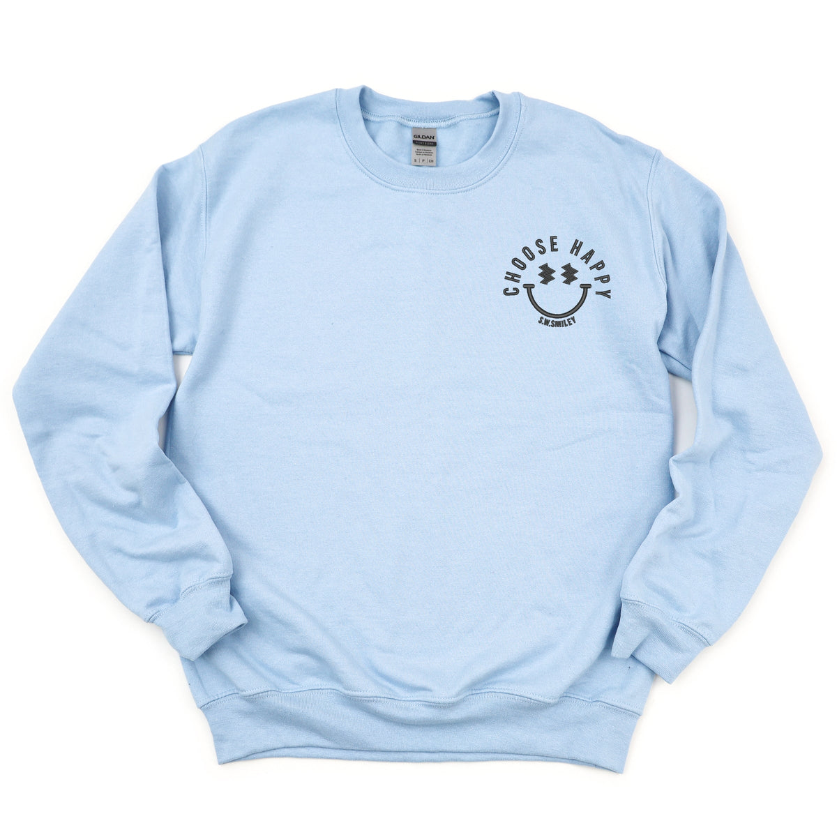 S.W.Smiley Embroidered Choose Happy Lightning Face -  Women's Graphic Sweatshirt