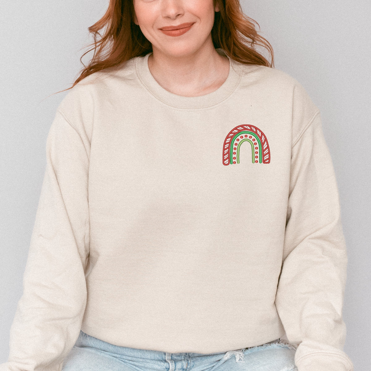 Embroidered Christmas Rainbow - Women's Graphic Sweatshirt