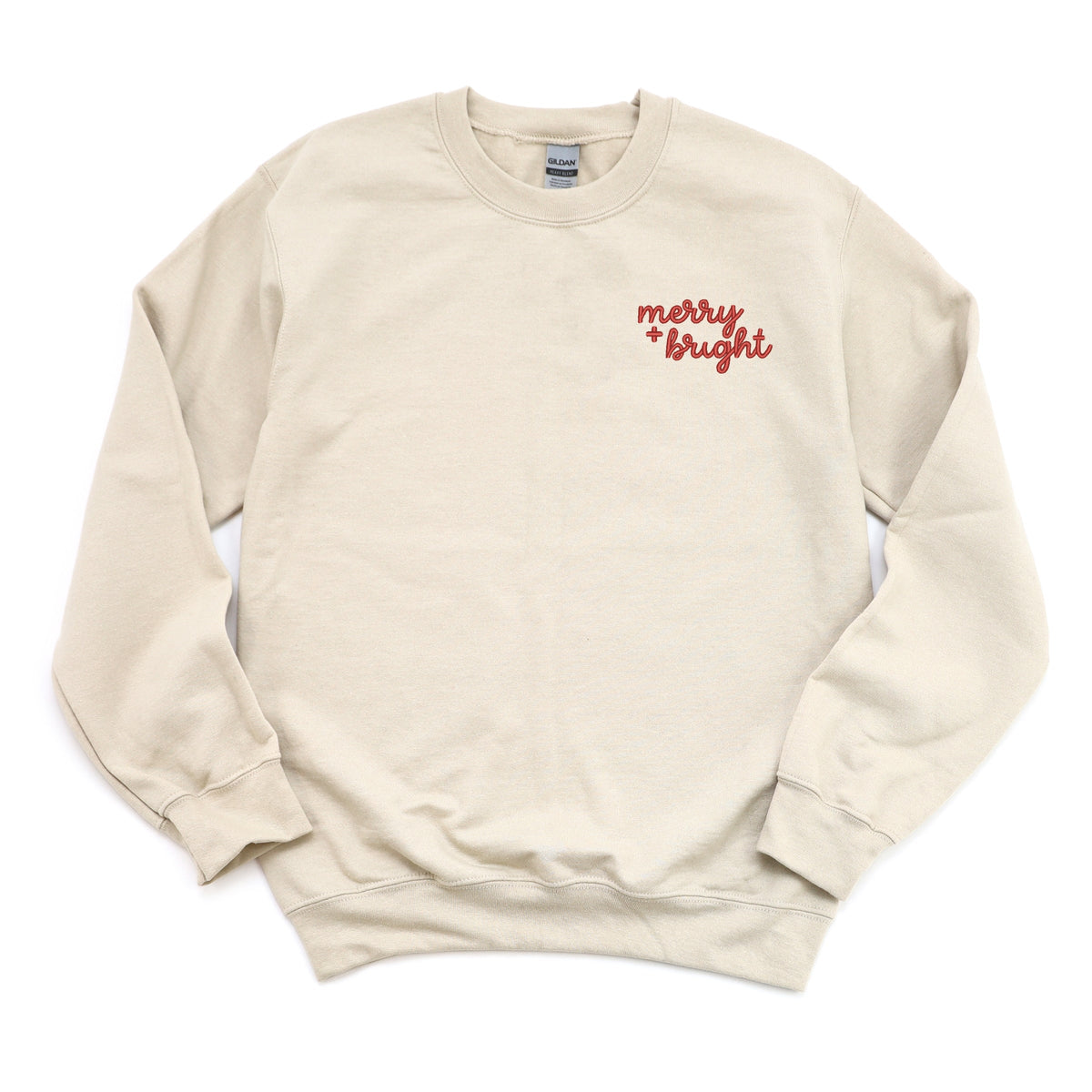 Merry and Bright Cursive Embroidery Mini - Women's Graphic Sweatshirt
