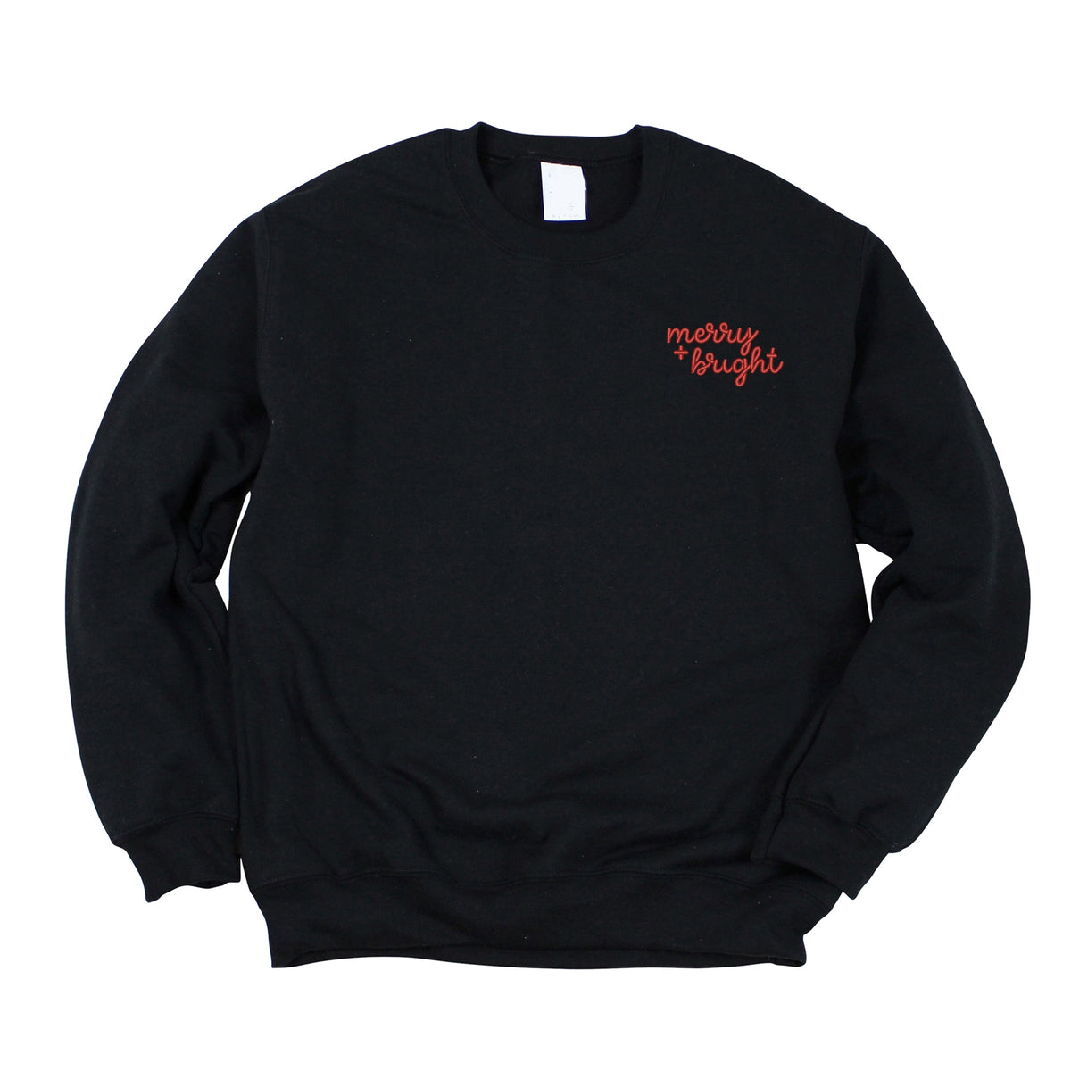 Merry and Bright Cursive Embroidery Mini - Women's Graphic Sweatshirt