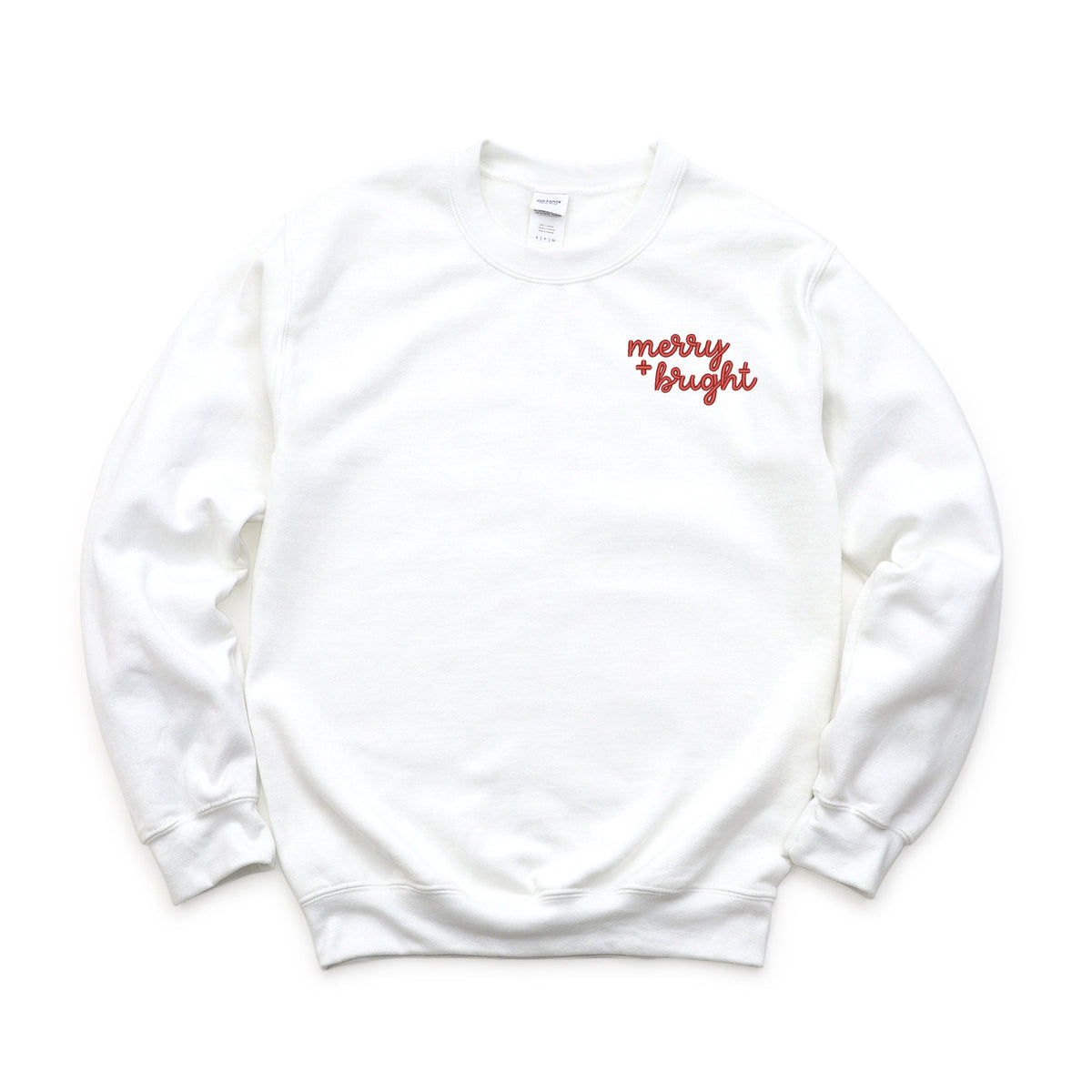 Merry and Bright Cursive Embroidery Mini - Women's Graphic Sweatshirt