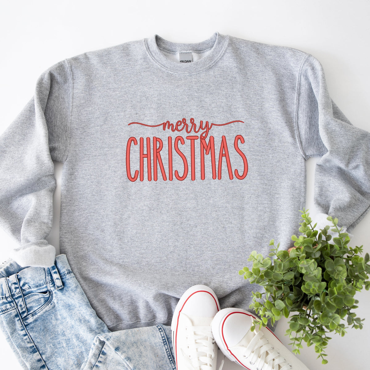 Embroidered Merry Christmas - Women's Graphic Sweatshirt