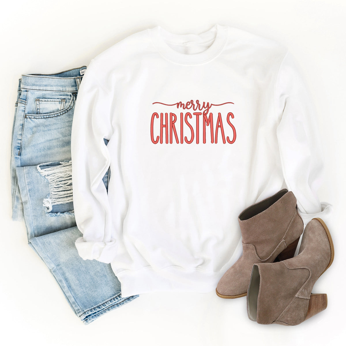 Embroidered Merry Christmas - Women's Graphic Sweatshirt
