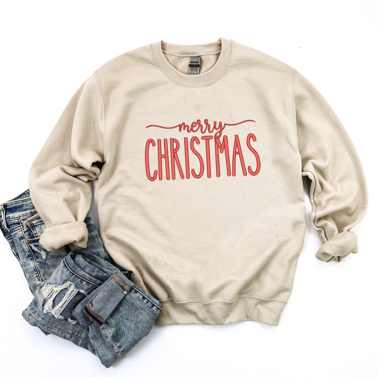 Embroidered Merry Christmas - Women's Graphic Sweatshirt