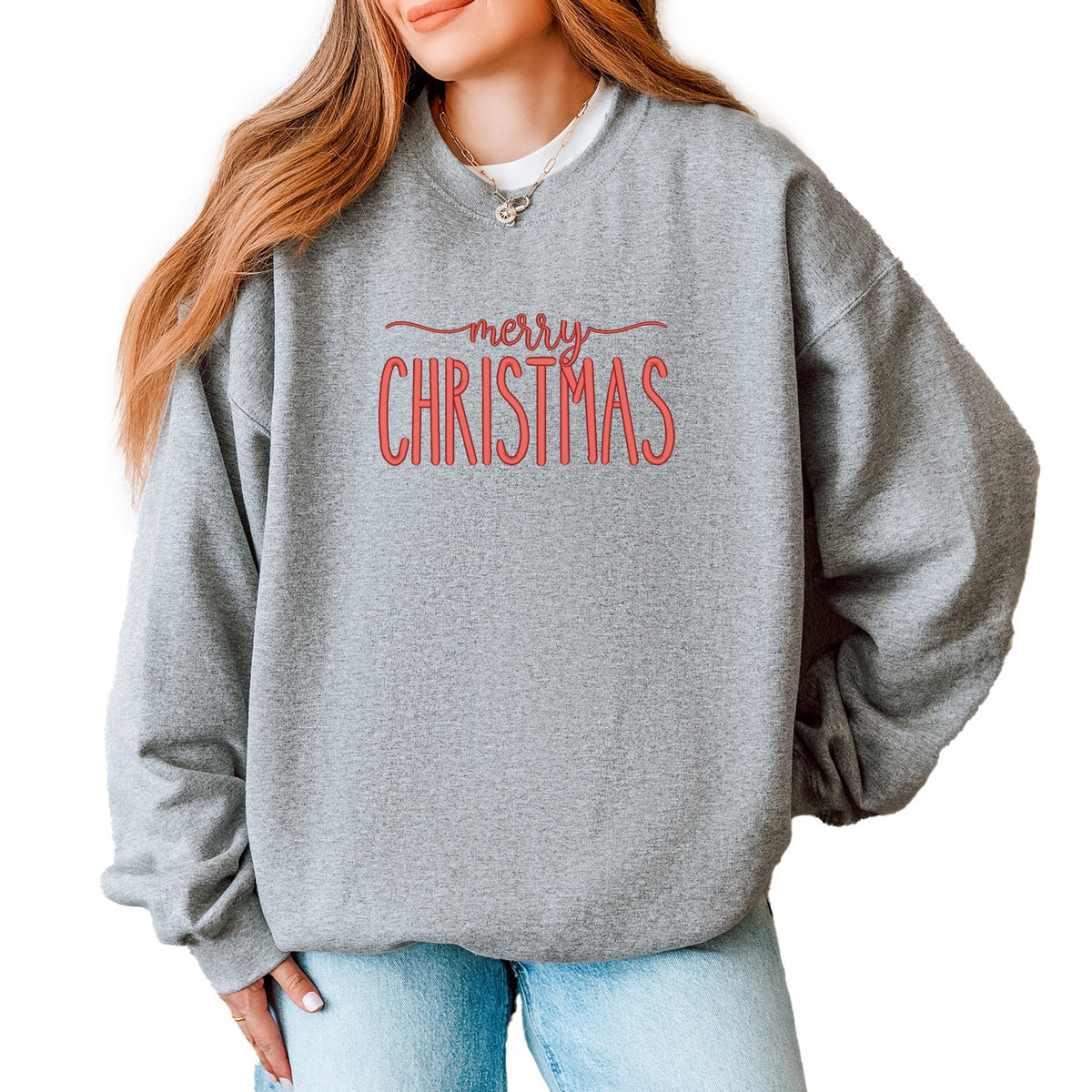 Embroidered Merry Christmas - Women's Graphic Sweatshirt