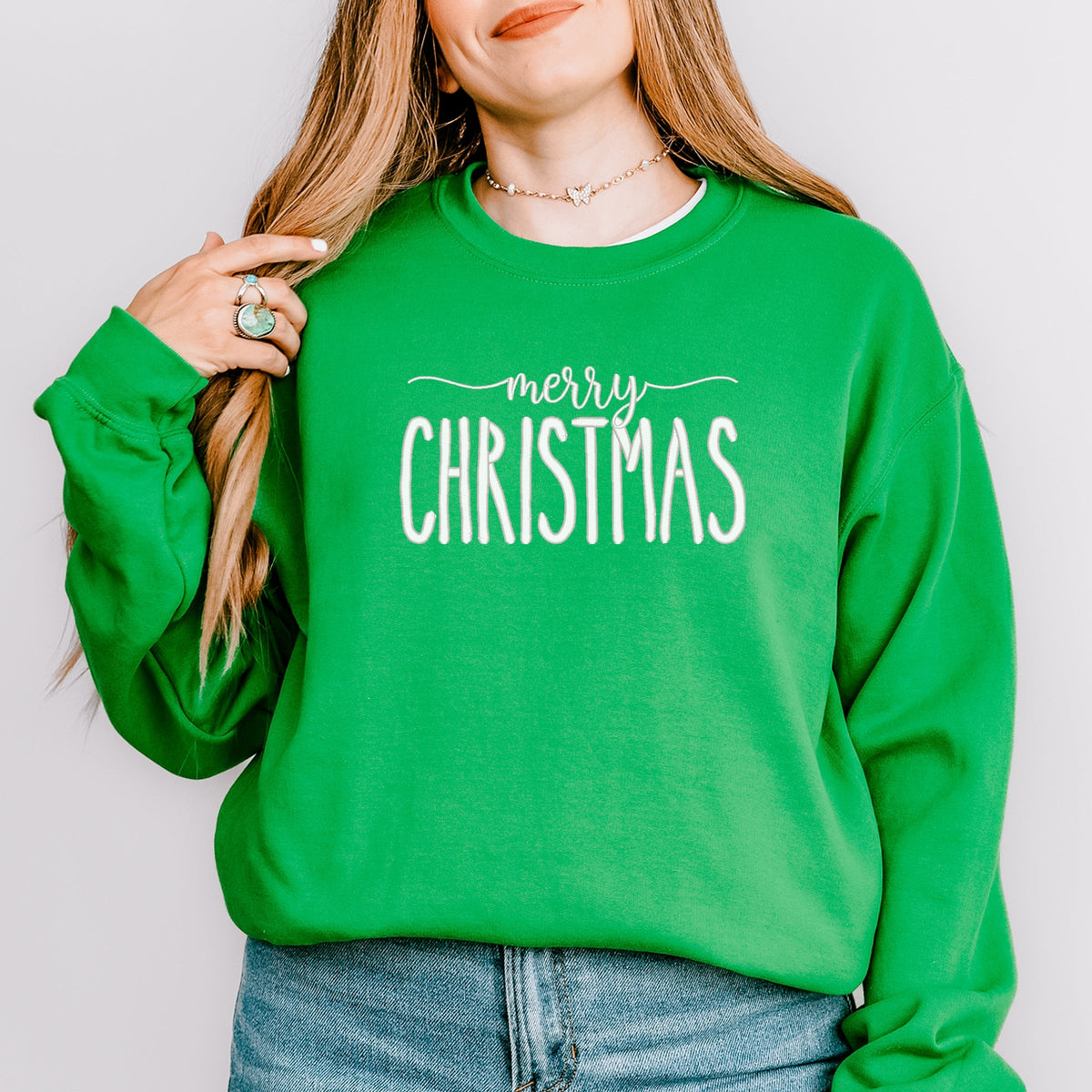 Embroidered Merry Christmas - Women's Graphic Sweatshirt