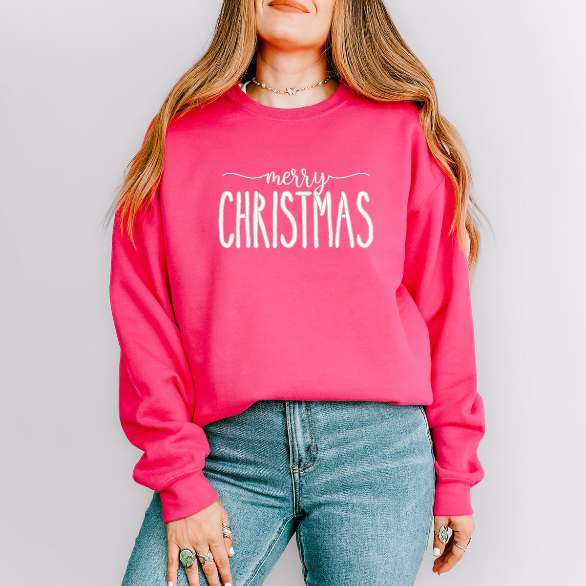 Embroidered Merry Christmas - Women's Graphic Sweatshirt