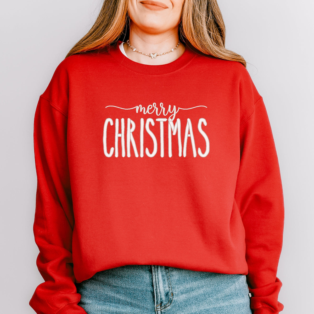 Embroidered Merry Christmas - Women's Graphic Sweatshirt