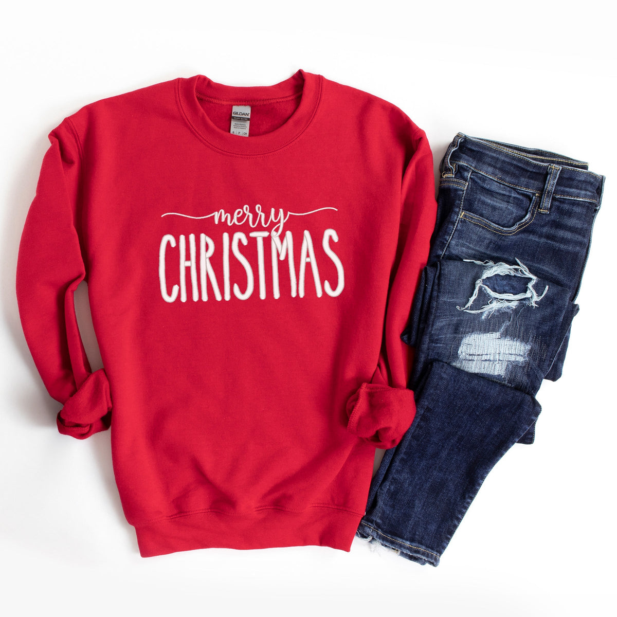 Embroidered Merry Christmas - Women's Graphic Sweatshirt