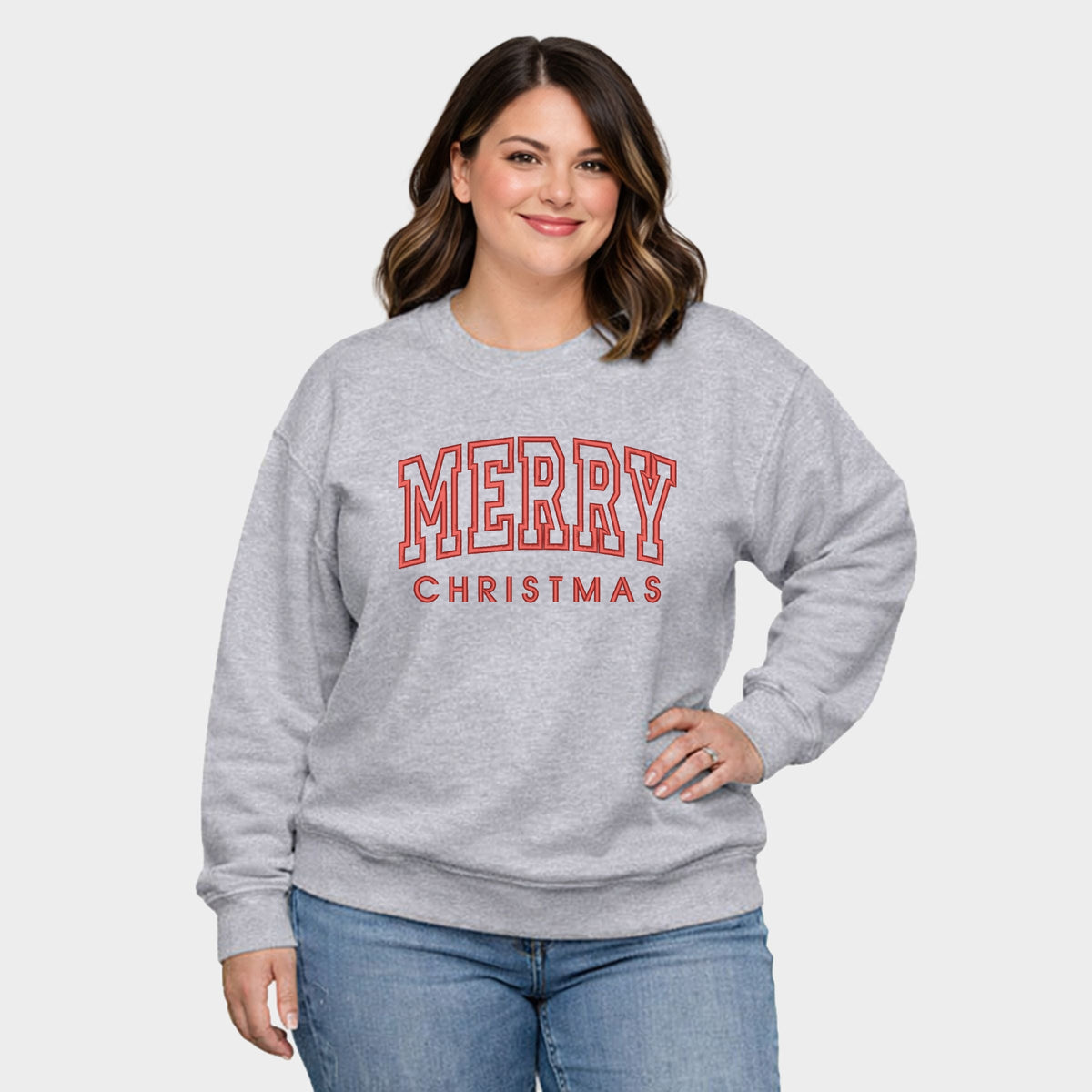 Embroidered Merry Christmas Arch - Women's Plus Sized Graphic Sweatshirt