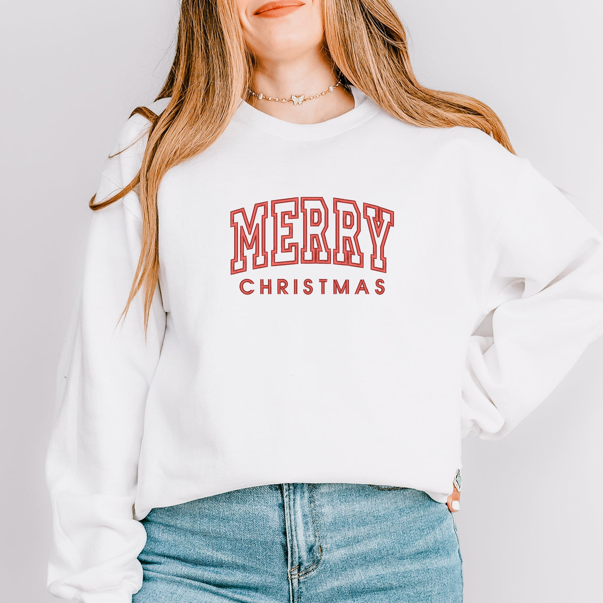 Embroidered Merry Christmas Arch - Women's Graphic Sweatshirt