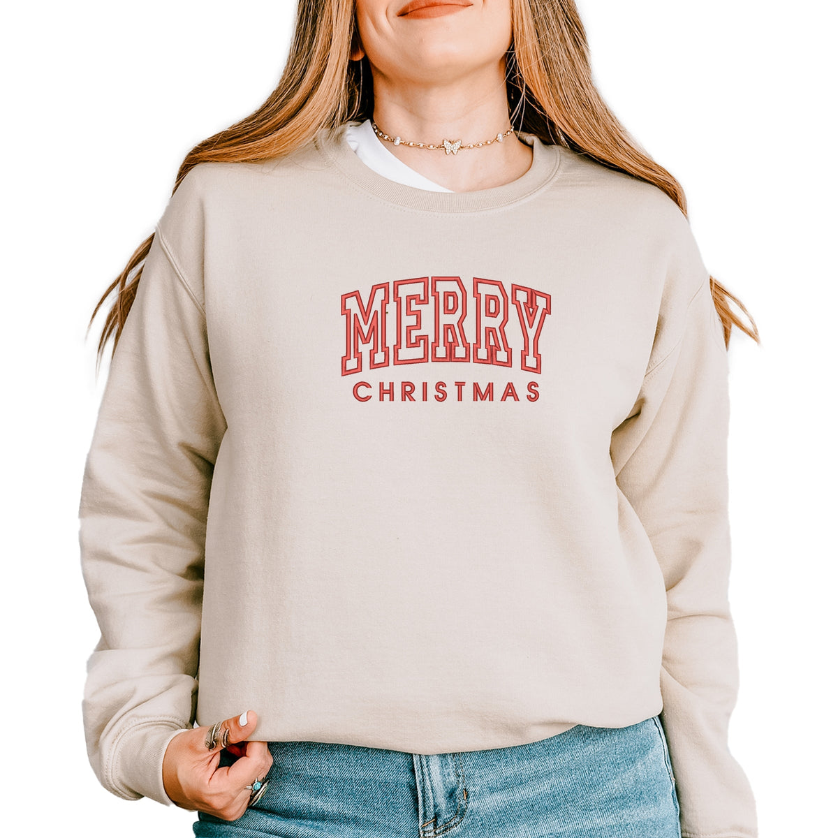 Embroidered Merry Christmas Arch - Women's Graphic Sweatshirt