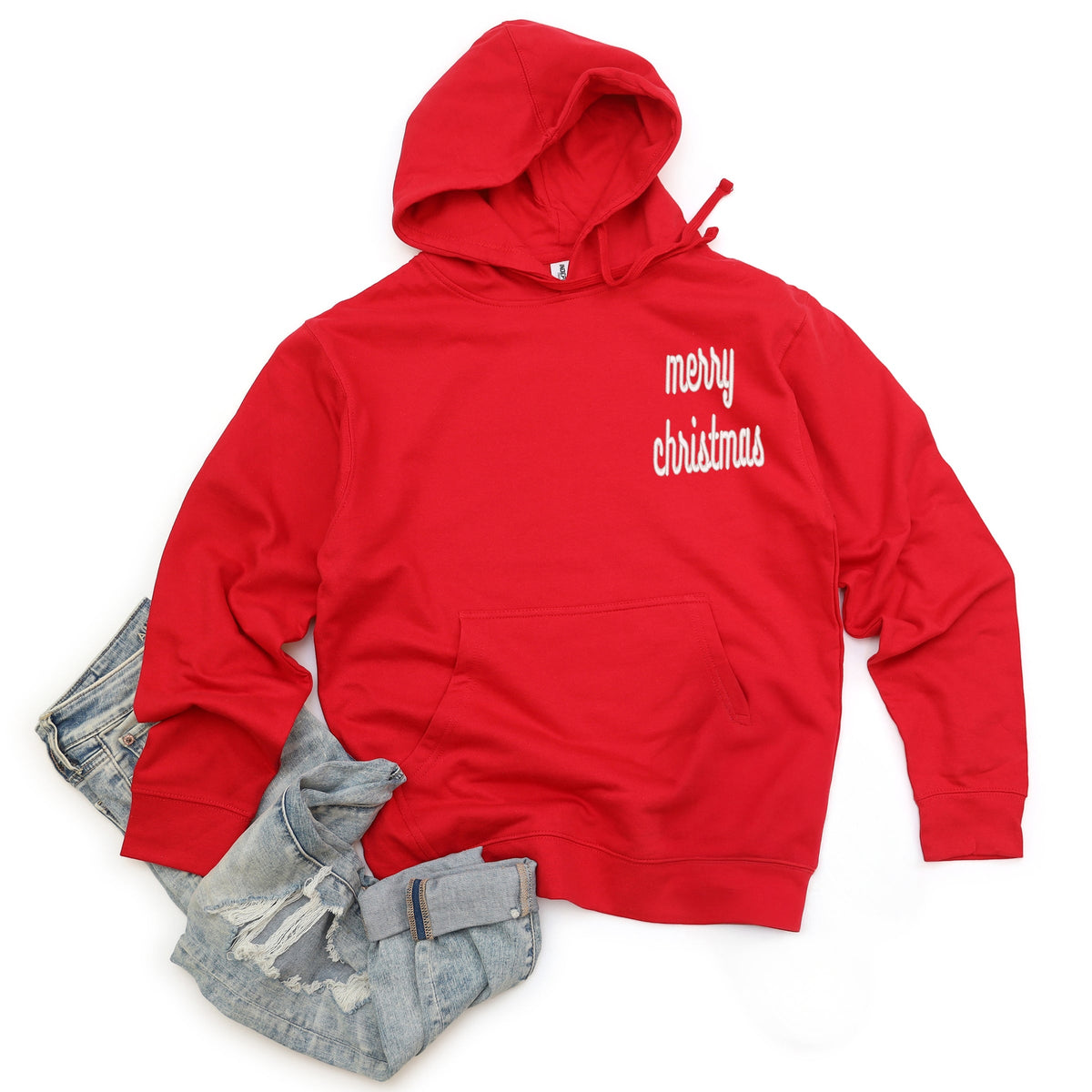 Embroidered Merry Christmas Bold Cursive - Women's Graphic Hoodie