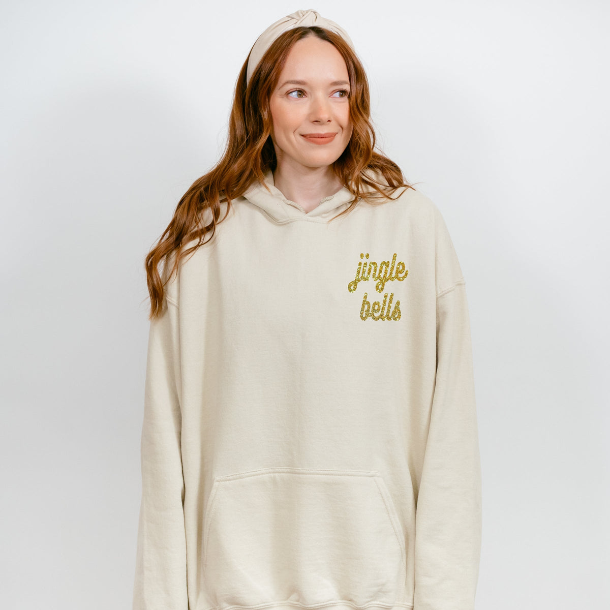 Embroidered Jingle Bells Bold Cursive - Women's Graphic Hoodie