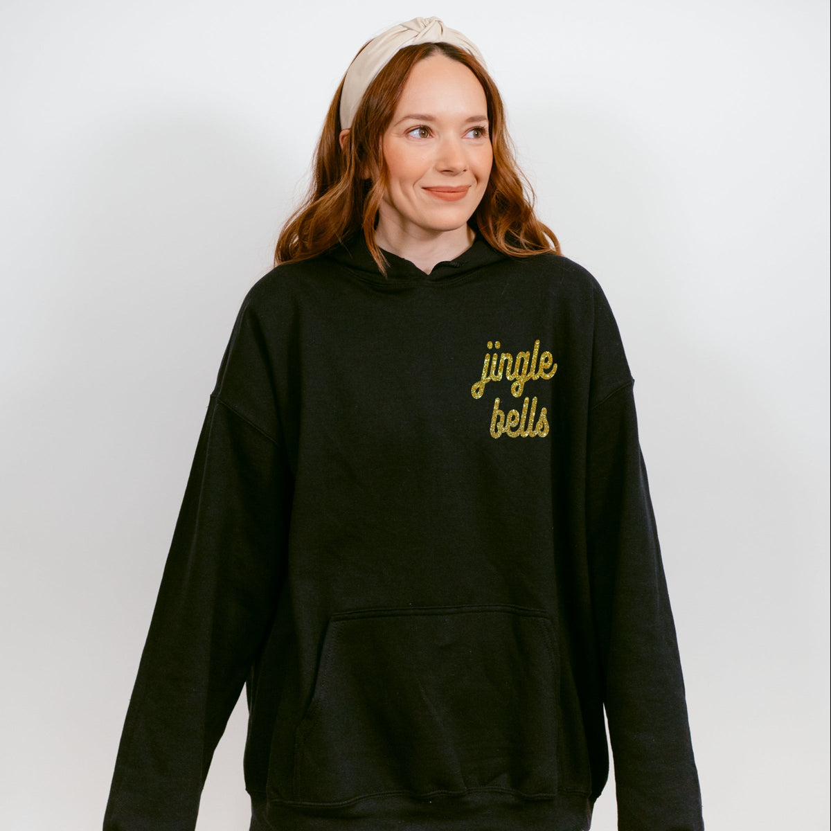 Embroidered Jingle Bells Bold Cursive - Women's Graphic Hoodie
