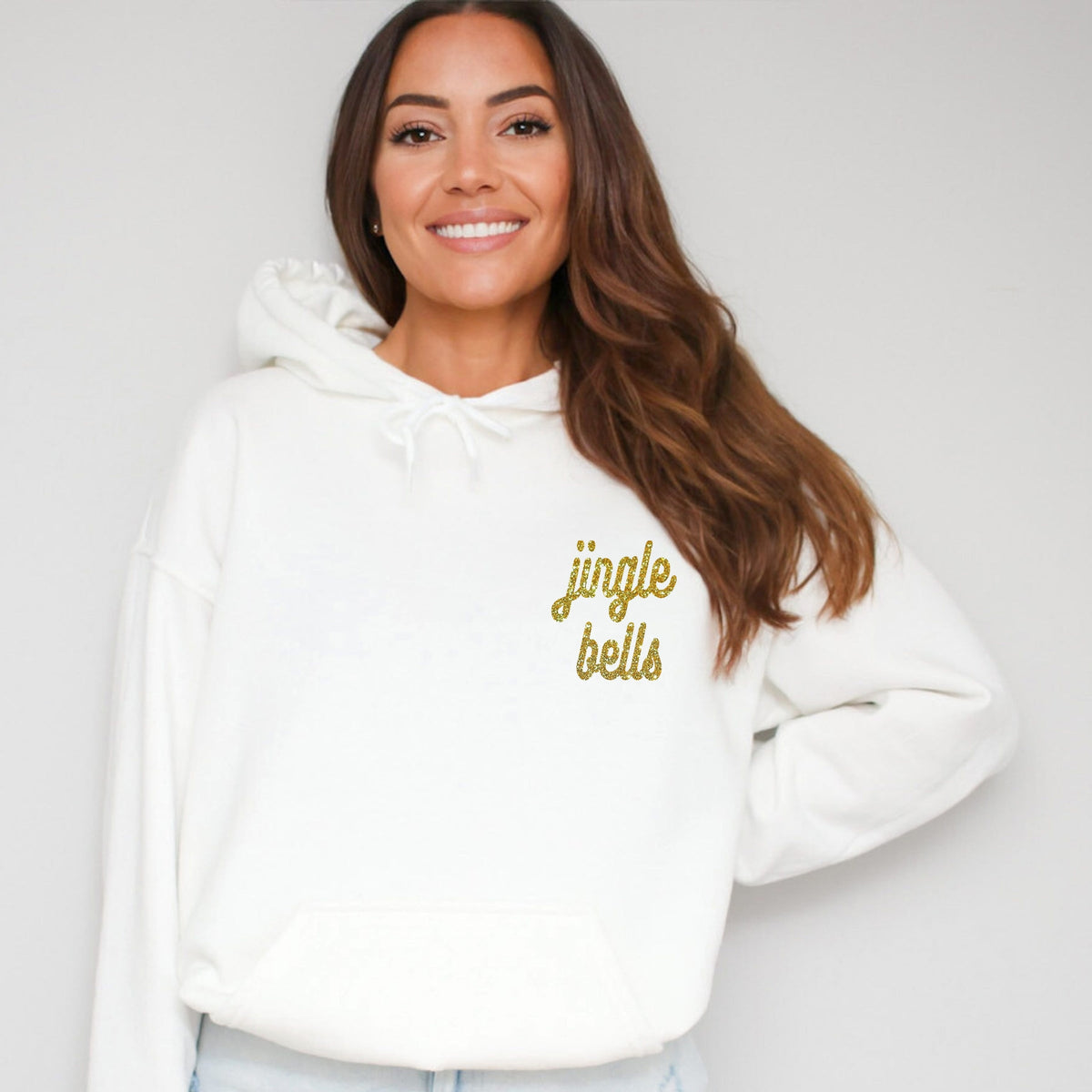 Embroidered Jingle Bells Bold Cursive - Women's Graphic Hoodie