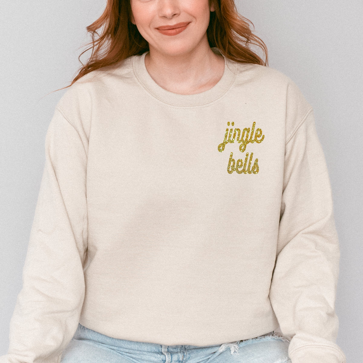 Embroidered Jingle Bells Bold Cursive - Women's Graphic Sweatshirt