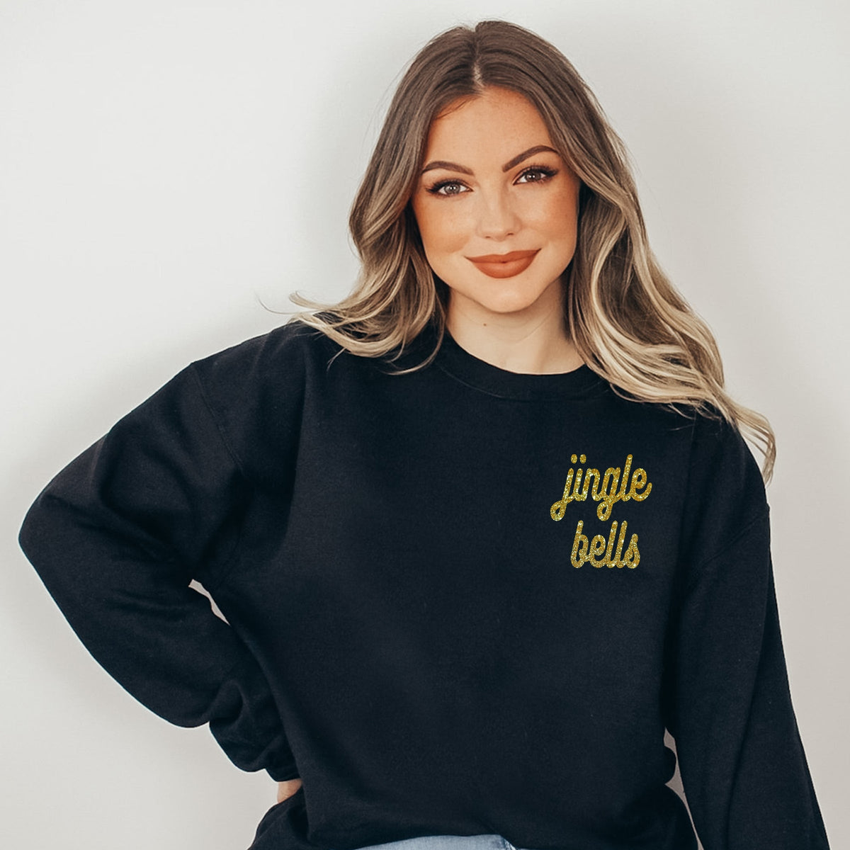 Embroidered Jingle Bells Bold Cursive - Women's Graphic Sweatshirt