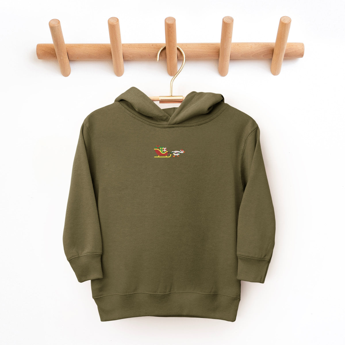 Embroidered Goose Sleigh - Toddler Hoodie