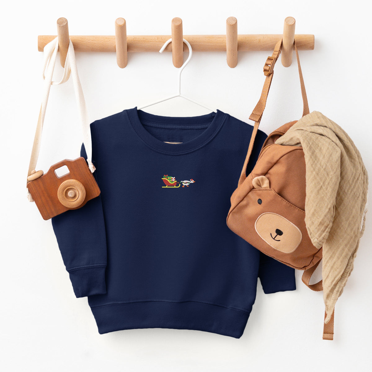 Embroidered Goose Sleigh - Toddler Graphic Sweatshirt