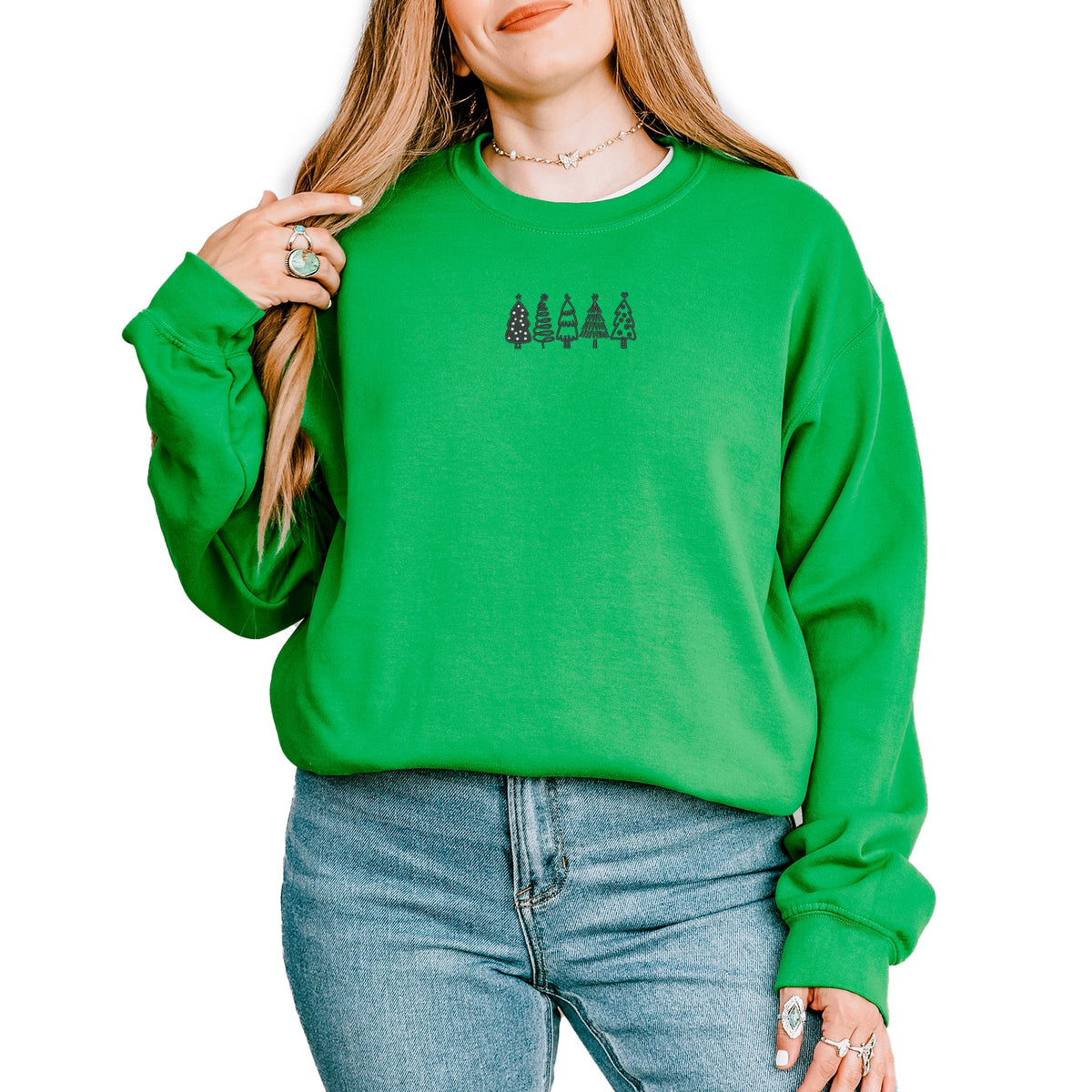 Embroidered Christmas Trees - Women's Graphic Sweatshirt