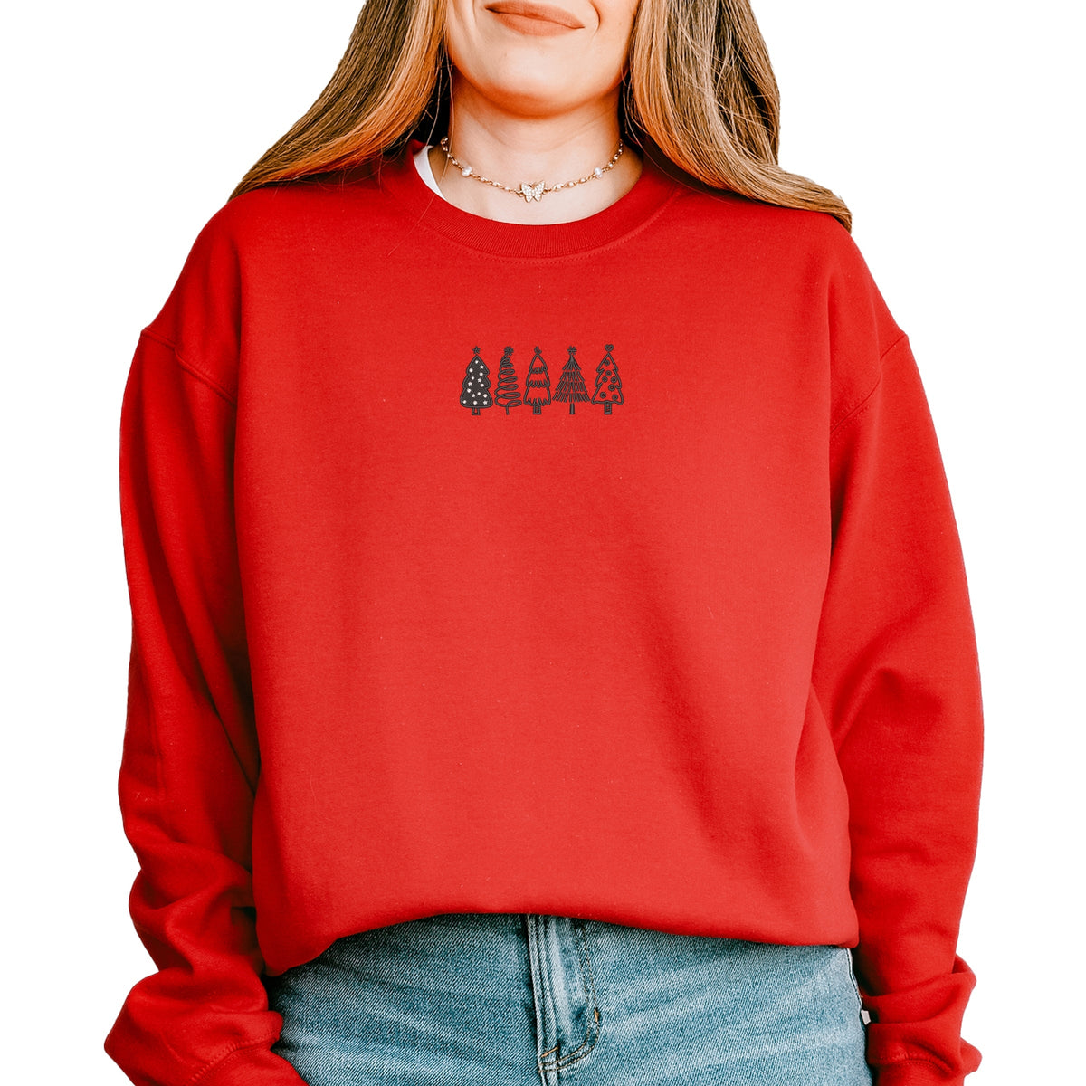 Embroidered Christmas Trees - Women's Graphic Sweatshirt