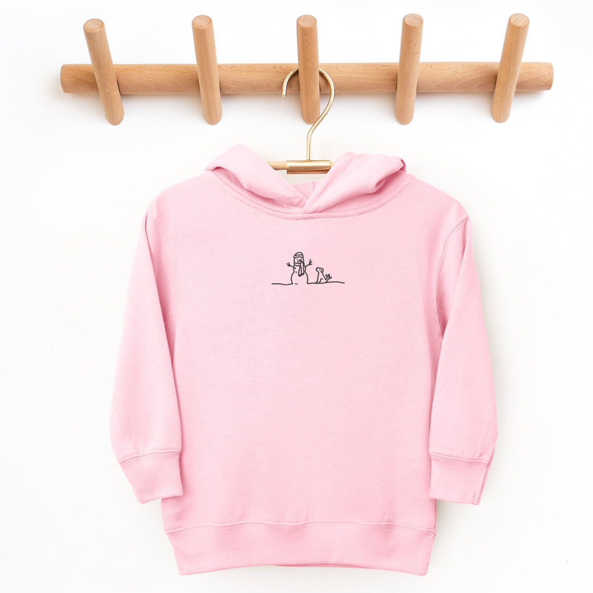 Embroidered Snowman Outline - Toddler Hoodie