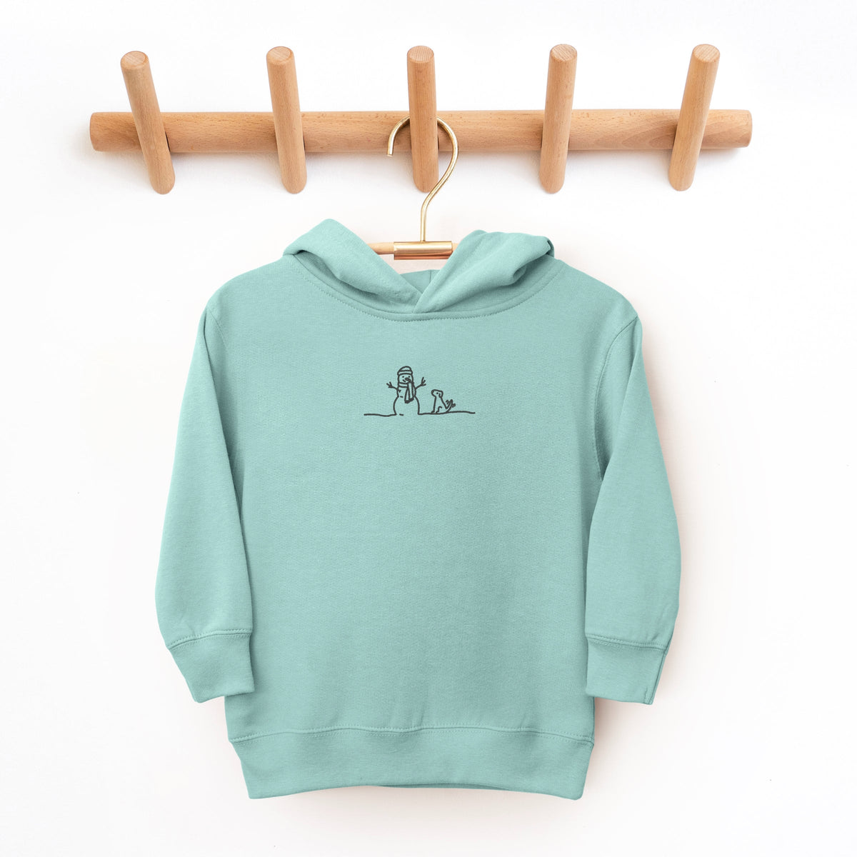 Embroidered Snowman Outline - Toddler Hoodie