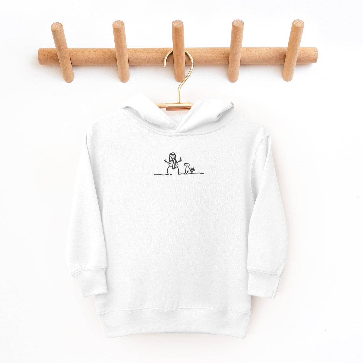 Embroidered Snowman Outline - Toddler Hoodie