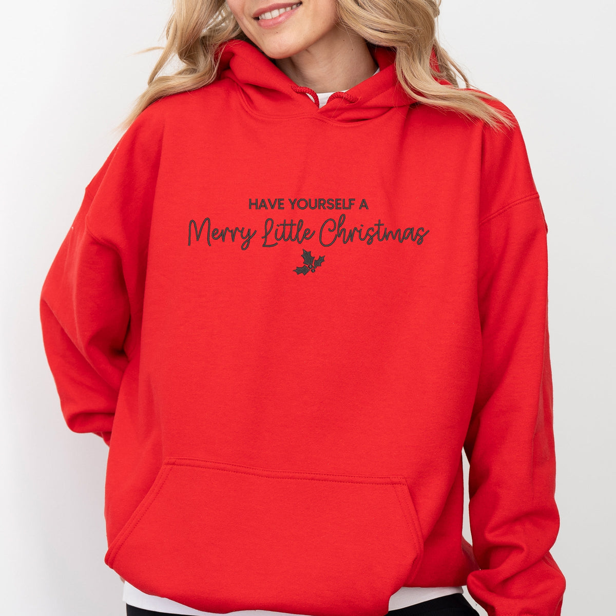 Embroidered Merry Little Christmas - Women's Graphic Hoodie