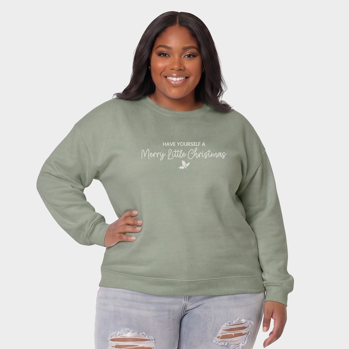 Embroidered Merry Little Christmas - Women's Plus Sweatshirt