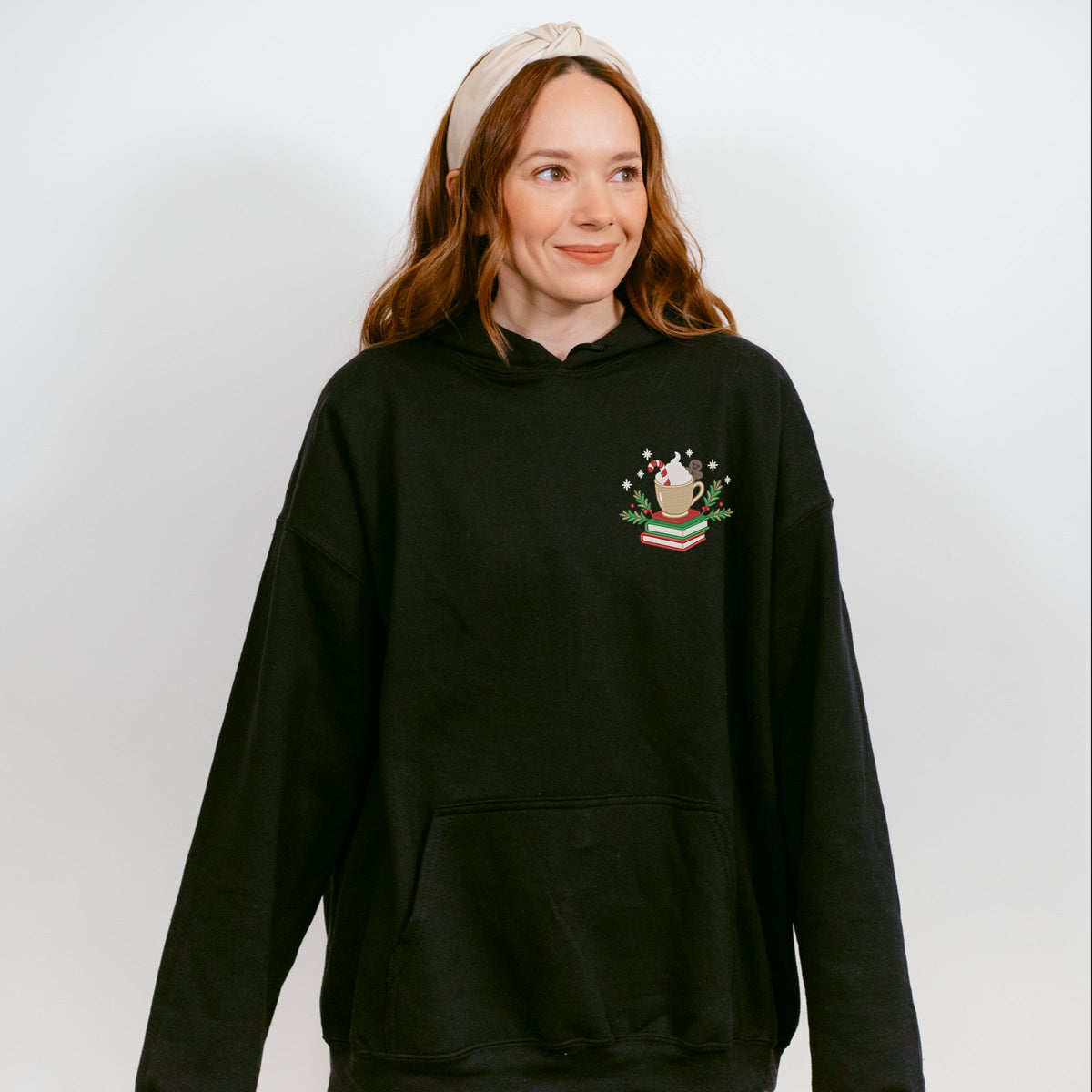Embroidered Hot Cocoa Books - Women's Graphic Hoodie