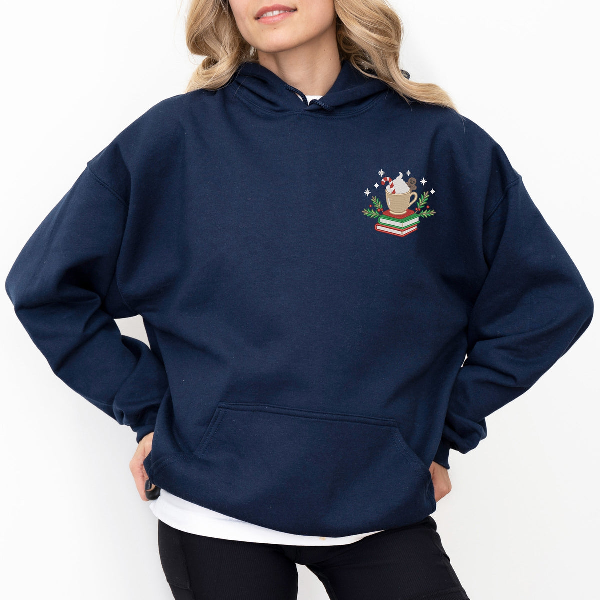 Embroidered Hot Cocoa Books - Women's Graphic Hoodie