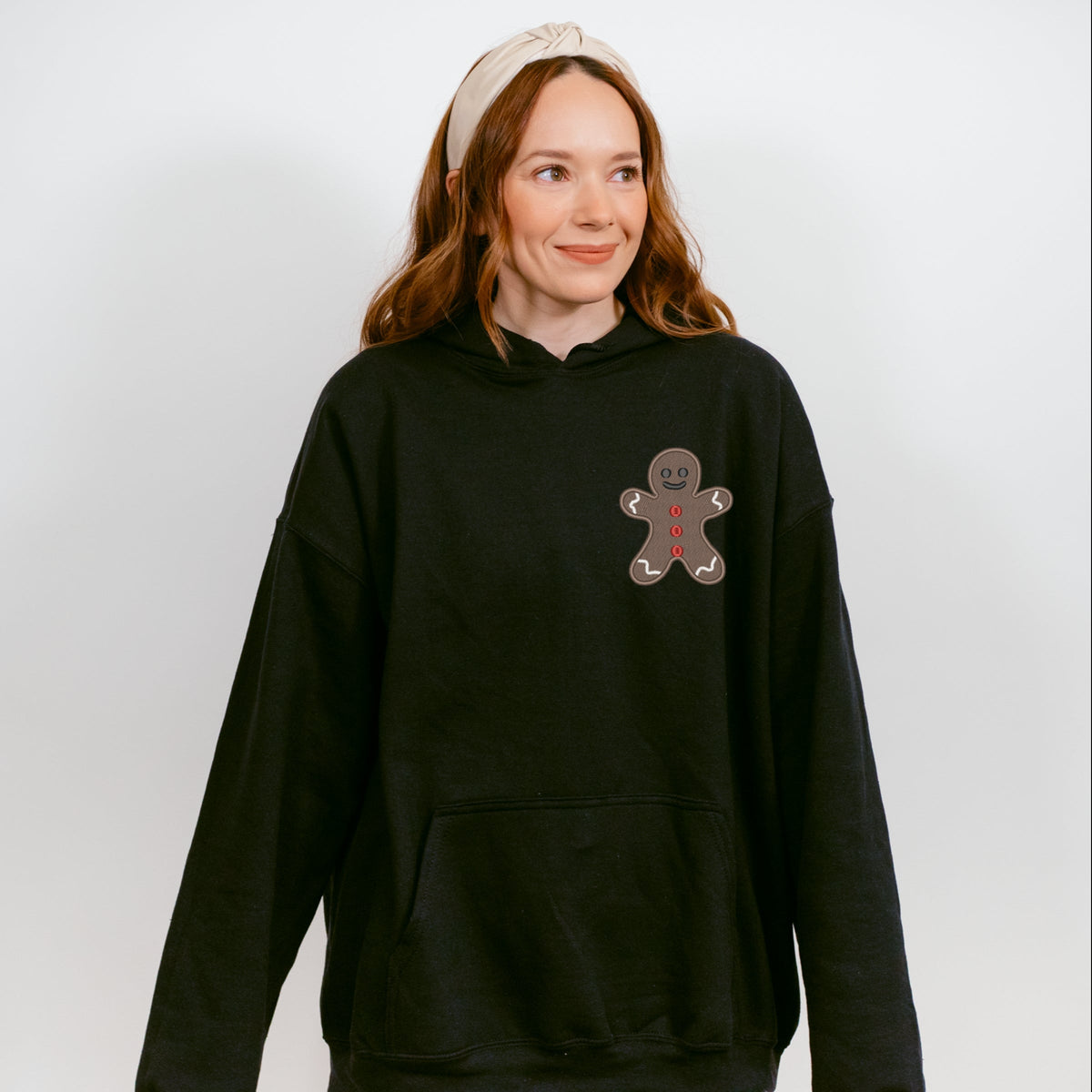 Embroidered Gingerbread Man - Women's Graphic Hoodie